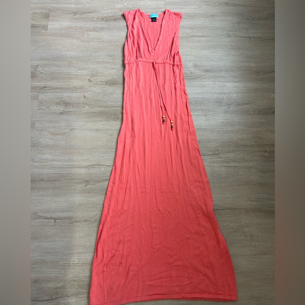 Orange Tie Front Maxi Sundress